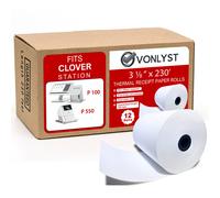 Vonlyst Thermal Receipt Paper Rolls 3 1/8"""" x 230' for Clover Station