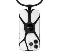 Vonmählen - Catena portacellulare Infinity Plus + anello da dito per tutti gli smartphone - cinghia portacellulare regolabile da appendere al collo con custodia in silicone e anello da dito (nero)