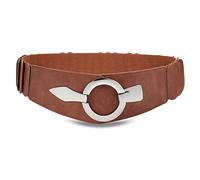 VONMELLI Ampia Cintura Elastica Donna Moda Cintura Donna per Fianchi Cinture Elastica Vintage con Chiusure ad Anello in Argento Marrone XL