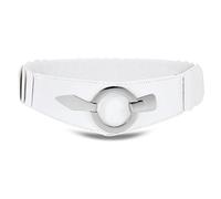 VONMELLI Ampia Cintura Elastica Donna Moda Cintura Donna per Fianchi Cinture Elastica Vintage con Chiusure ad Anello in Argento Bianco S