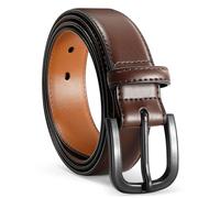 VONMELLI Cintura da uomo in pelle priva di metallo, certificata TSA, cintura senza metallo, per jeans da uomo, con fibbia ipoallergenica, caffè, Passform Taillenumfang 71cm-80cm