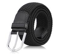 VONMELLI Cintura Elastica Intrecciata per Uomo e Donna, Multicolore Cintura Uomo in Tessuto per Jeans e Golf, Cinturino Regolabile con Fibbia in Lega di Zinco 35mm, Accessorio Casual Unisex Nero M