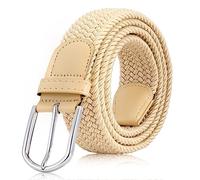 VONMELLI Cintura Elastica Intrecciata per Uomo e Donna, Multicolore Cintura Uomo in Tessuto per Jeans e Golf, Cinturino Regolabile con Fibbia in Lega di Zinco 35mm, Accessorio Casual Unisex Cachi S