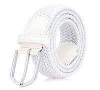 VONMELLI Cintura Elastica Intrecciata per Uomo e Donna, Multicolore Cintura Uomo in Tessuto per Jeans e Golf, Cinturino Regolabile con Fibbia in Lega di Zinco 35mm, Accessorio Casual Unisex Bianco M