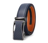 VONMELLI Cintura Uomo in Pelle, Cricchetto Automatica Regolabile 35mm, Reversibile e Personalizzabile, Idea Regalo Elegante, Adatta per Abiti e Casual Blu XL