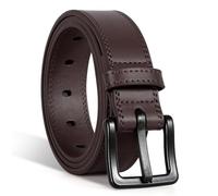VONMELLI Cintura Uomo in Pelle PU Senza Nichel, Cintura Da Uomo Non Metallica Approvata Tsa per Jeans Caffè XL
