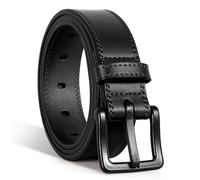 VONMELLI Cintura Uomo in Pelle PU Senza Nichel, Cintura Da Uomo Non Metallica Approvata Tsa per Jeans Nero L