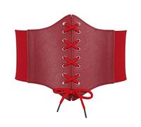 VONMELLI Corsetto Donna Pizzo Cintura Elastica Donna con Fascia Larga Retrò Legata Corsetto Moda Ampia Legato Cintura Vespa per Abbigliamento Costume di Halloween L Rosso