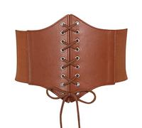 VONMELLI Corsetto Donna Pizzo in Vita Cintura Elastica Donna con Fascia Larga Retrò Legata Corsetto Moda Ampia Legato Cintura Vespa per Abbigliamento Costume di Halloween Marrone S