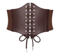 VONMELLI Corsetto Donna Pizzo in Vita Cintura Elastica Donna con Fascia Larga Retrò Legata Corsetto Moda Ampia Legato Cintura Vespa per Abbigliamento Costume di Halloween Caffè XS