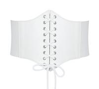VONMELLI Corsetto Donna Pizzo in Vita Cintura Elastica Donna con Fascia Larga Retrò Legata Corsetto Moda Ampia Legato Cintura Vespa per Abbigliamento Costume di Halloween Bianco XL