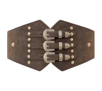 VONMELLI Corsetto Donna Rinascimentale Largo Cintura Elastica Donna in Pelle Retrò Cintura Donna Moda Waspie Corsetto per Abiti e Costumi di Halloween Carnevale di Venezia Caffè S