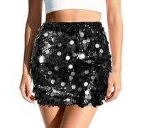 VONMELLI Gonna Paillettes da Donna Minigonna Sexy e Scintillante Gonna Donna Aderente Elasticizzata con Glitter per Una Serata Fuori o Una Festa Nero S
