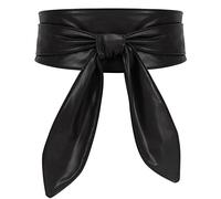 VONMELLI Obi Cintura Donne Moda Avvolgere Intorno Alla Vita Ampia Cinture Da Donna con Nodo a Fiocco Elegante Fusciacca Cintura Donna Pelle PU Cinture Donna per Abito Nero XL