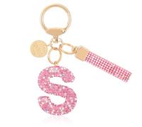 VONMELLI Portachiavi Donna con Iniziale Portachiavi Lettera Carino Glitter Strass Portachiavi Auto Zaino Chiave Accessori Cordino Portachiavi Regali Donna Rosa-s