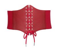 VONMELLI Renaissance Corsetto Cintura da donna con lacci larghi elastici in | Cintura elastica in vita retrò con elastico laterale in pelle PU legata per feste in costume di Halloween