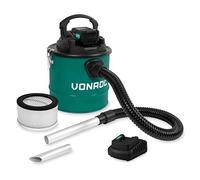 VONROC Aspiracenere a batteria, con filtro HEPA, intercambiabile e lavabile,bidone da 12 L ideale per aspirare ceneri fredde da barbecue, stufe e caminetti, incl. 4.0ah batteria e caricabatteria
