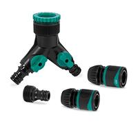 VONROC Connettore Rubinetto sdoppiatore distributore Acqua a 2 Vie. incl. raccordi per Tubi Flessibili e Adattatore a innesto