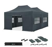 VONROC Gazebo da Giardino 6x4,5 m Easy-Up - 2 Tende Party con 6 Pareti Laterali e Kit di Collegamento - Impermeabile 3000 PA, UV 50+, Struttura in Acciaio - Grigio