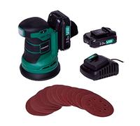 VONROC Levigatrice orbitale VPOWER 20V - Ø125mm. Include 2 batterie da 2.0Ah, caricabatterie, sacchetto raccolta polvere e 12 pezzi di carta abrasiva