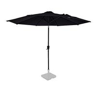 VONROC Ombrellone parasole da giardino Premium Recanati Ø300cm. Inclinabile. Tessuto UPF50+. Nero