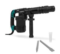 VONROC PRO Martello demolitore 1200W - 6kg - Impatto: 14 Joule - Velocità di impatto: 3100 p/m - Cavo da 5 metri - Include impugnatura laterale, scalpello a punta, scalpello piatto e lubrificante