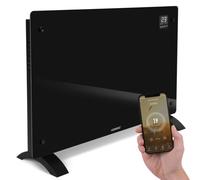 VONROC Riscaldatore elettrico di lusso | Termoconvettore smart a pannello in vetro - 2000W - | Controllo manuale e Wifi Nero