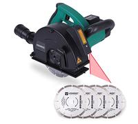 VONROC Scanalatrice da Muro 1700W con Guida Laser - Larghezza e Profondità Regolabili - 6 Dischi Diamantati Inclusi - Attacco Aspirapolvere - Soft Start - Modello WC502AC