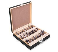 VONROC Set di punte per fresa verticale - acciaio inossidabile YT9 - diametro gambo 8 mm - 20 pz. | In valigetta di legno