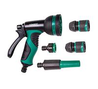 VONROC Set Pistola a spruzzo da giardino con 8 diversi tipi di getto, fornitura acqua regolabile e raccordi. Include Ugello getto acqua regolabile, raccordi per tubi flessibili e connettore rubinetto
