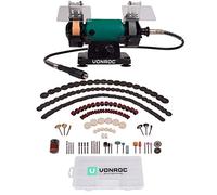VONROC Smerigliatrice da Banco VONROC 150W - Set 192 Accessori, Velocità Variabile, Albero Flessibile, Multifunzione per Levigatura, Raschiatura e Pulizia