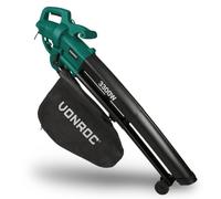VONROC Soffiatore 3-in-1 3300W elettrico a filo - Soffia, aspira e tritura - Velocità dell'aria 270km/h - Sacco di raccolta da 40L, tracolla inclusa con ruote - Potente soffiatore per foglie a vuoto
