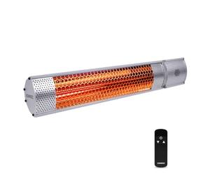 VONROC Stufa riscaldante a infrarossi 2000W da esterno. 2 livelli di calore. Per parete e soffitto. Con elemento anabbagliante. Incl. Telecomando. Argento