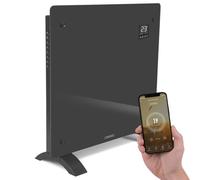 VONROC Termoconvettore Elettrico 1000W, Pannello in Vetro, Controllo Smart, Timer, Modalità Eco e Antigelo, IP24, per Riscaldamento Casa, Montaggio a Parete o Portatile Grigio