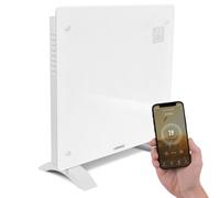 VONROC Termoconvettore Elettrico 1000W, Pannello in Vetro, Controllo Smart, Timer, Modalità Eco e Antigelo, IP24, per Riscaldamento Casa, Montaggio a Parete o Portatile Bianco