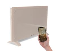 VONROC Termoconvettore Elettrico 2000W Smart WiFi - Pannello in Vetro Temperato, Display LED, Controllo da App, Timer, Termostato, 2 Livelli di Potenza, IP24, Montaggio a Parete o Pavimento