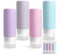Vonsera 4 bottiglie da viaggio in silicone da 90 ml, ricaricabili e a prova di perdite, per riempire shampoo, lozioni, cosmetici