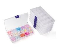 Vonsera 6 Pezzi Scatole Portaoggetti con 15 Scomparti Portaoggetti e Divisori Regolabili Mini Contenitori di Plastica per la Conservazione Scatola per Giocattoli Perline Arte Piccoli Oggetti