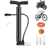 vonsera Pompa per Bicicletta, Pompa da Pavimento ad Alta Pressione da 130 PSI con 3 Valvole e Ago a Sfera, compatible con Presta, Schrader e Dunlop, per Mountain bike, E-bike, Moto, Calcio e Basket