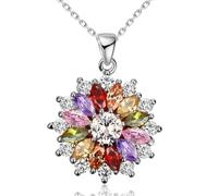 VONSSY Collana con ciondolo colorato in oro rosa 5A con zirconi cubici Boho Boho Crystal Statement Collana maglione catena multi gemma granato ametista Morganite (SF-Platino-NKS)