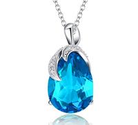 VONSSY Collana con ciondolo ovale classico con pietre preziose | Collana di smeraldo di pietra portafortuna con rubino di cristallo | Catena placcata oro platino 18 carati