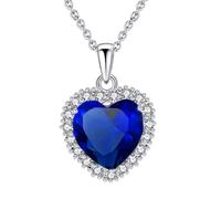 VONSSY Collana di pietre preziose con ciondolo a cuore classico | Collana di pietra portafortuna di cristallo| Catena placcata oro platino 18 carati | Regalo di gioielli vintage significativo