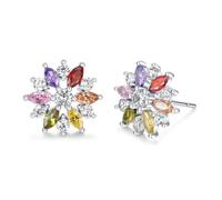 VONSSY Multi gemma orecchini a perno in oro rosa zirconi fiocco di neve fiore spiegazione granato ametista morganite gioielli regalo per signora ragazza mamma donna, Cristallo, Zirconia cubica