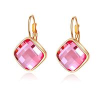 VONSSY Orecchini pendenti con goccia di cristallo | Orecchini a cerchio con leva posteriore con pietre preziose create | Eleganti orecchini ipoallergenici con zirconi pendenti in platino/oro rosa