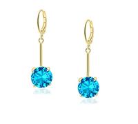 VONSSY Orecchini pendenti con pietre preziose| Eleganti orecchini pendenti in cristallo Leverback placcato oro/platino 18 carati | Regalo di gioielli vintage per moglie madre figlia (Oro-Blu)