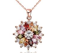 VONSSY Oro rosa 5A Cubic Zirconia Ciondolo fiocco di neve colorato Maglione catena Multi gemma Granato Ametista Morganite Peridot Prom Collane con strass