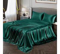 Vonty - Set di lenzuola in raso morbido come la seta, per letto king-size, 1 lenzuolo con angoli profondi + 1 lenzuolo di sopra + 2 federe, colore: verde ottanio