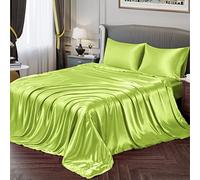Vonty Set di lenzuola in raso per letto queen size, morbido come la seta, 1 lenzuolo con angoli profondi + 1 lenzuolo piano + 2 federe