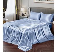 Vonty Set di lenzuola in raso per letto singolo XL, morbide come la seta, 1 lenzuolo con angoli con tasca profonda + 1 lenzuolo + 1 federa
