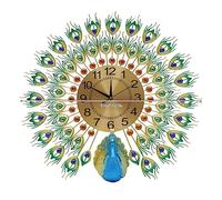 VonVVer Orologio da parete grande pavone 60 x 60 cm - Orologio da parete digitale soggiorno ornamento da appendere 3D pavone orologio da parete per camera da letto (diametro quadrante: 21 cm, 8,27 in)